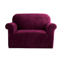 Thumbnail for Artiss Sofa Cover Couch Covers 1 Seater Velvet Ruby Red