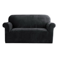 Thumbnail for Artiss Sofa Cover Couch Covers 2 Seater Velvet Black