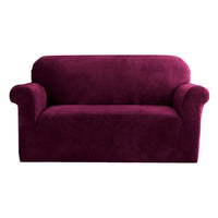 Thumbnail for Artiss Sofa Cover Couch Covers 2 Seater Velvet Ruby Red