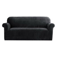 Thumbnail for Artiss Sofa Cover Couch Covers 3 Seater Velvet Black