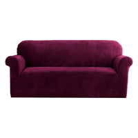 Thumbnail for Artiss Sofa Cover Couch Covers 3 Seater Velvet Ruby Red