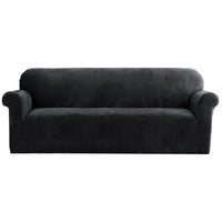 Thumbnail for Artiss Sofa Cover Couch Covers 4 Seater Velvet Black