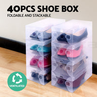 Thumbnail for Artiss 40X Shoe Box Storage Clear Case Foldable Stackable