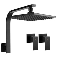 Thumbnail for Cefito 8'' Rain Shower Head Wall Arm Square High Pressure Twins Tap Black