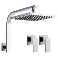 Thumbnail for Cefito 8'' Rain Shower Head Wall Arm Square High Pressure Twins Tap Chrome