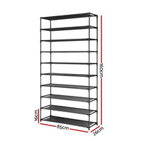 Thumbnail for Artiss 10-Tier Shoe Rack Stackable 50 Pairs Black