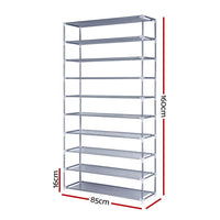 Thumbnail for Artiss 10-Tier Shoe Rack Stackable 50 Pairs Grey