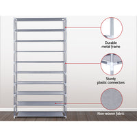 Thumbnail for Artiss 10-Tier Shoe Rack Stackable 50 Pairs Grey