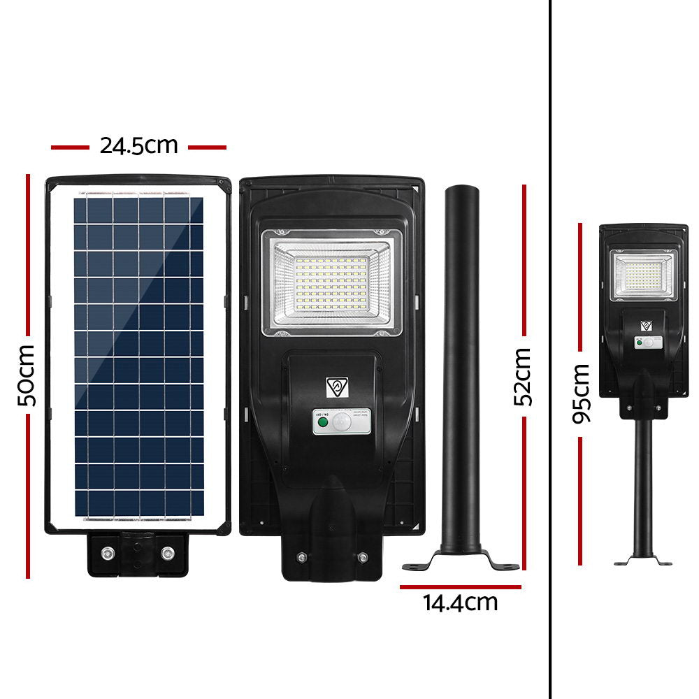 Leier 80 LED Solar Street Light 90W Flood Motion Sensor Remote Outdoor Wall Lamp x2