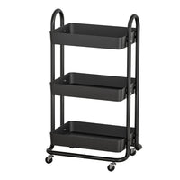Thumbnail for Artiss Storage Trolley Kitchen Cart 3 Tiers Rack Shelf Organiser Wheels Black