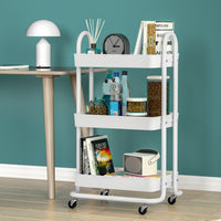 Thumbnail for Artiss Storage Trolley Kitchen Cart 3 Tiers Rack Shelf Organiser Wheels White