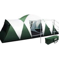 Thumbnail for Weisshorn Family Camping Tent 12 Person Hiking Beach Tents (3 Rooms) Green