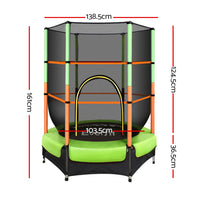 Thumbnail for Everfit 4.5FT Trampoline for Kids w/ Enclosure Safety Net Rebounder Gift Green