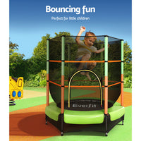 Thumbnail for Everfit 4.5FT Trampoline for Kids w/ Enclosure Safety Net Rebounder Gift Green