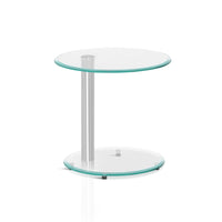 Thumbnail for Artiss Coffee Table Round Tempered Glass Side End Beside Tables Cafe 45cm