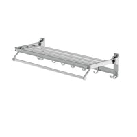 Thumbnail for Towel Rail Rack Holder 4 Bars Wall Mounted Aluminium Foldable Hanging Hook