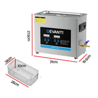 Thumbnail for Devanti 6.5L Ultrasonic Cleaner Heater Cleaning Machine Timer Industrial 180W