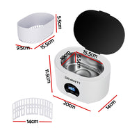Thumbnail for Devanti 600ml Ultrasonic Cleaner Timer Jewellery Glasses Cleaning Machine Degas
