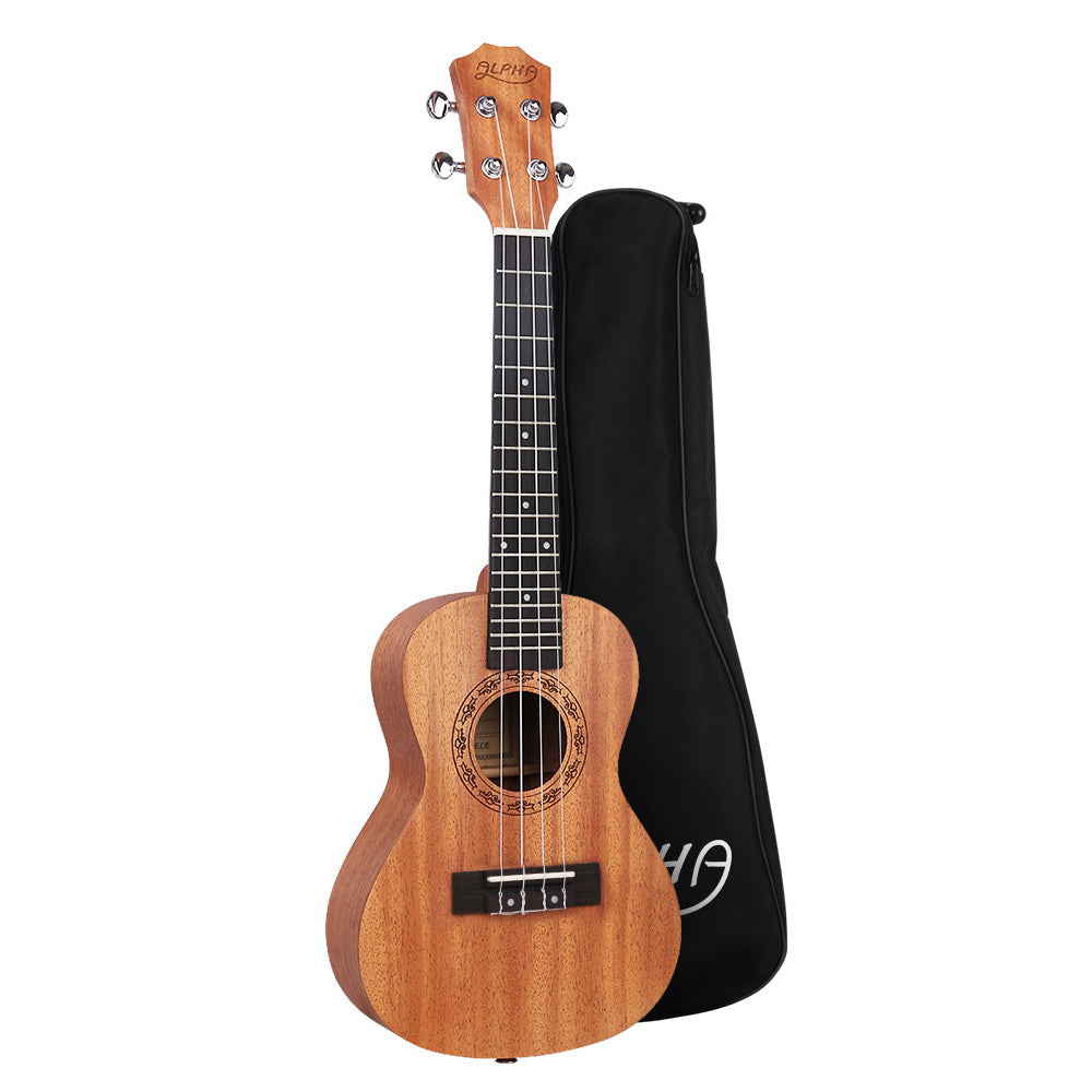 Alpha 26" Ukulele Natural Mahogany Tenor Beginner Gift w/ Carry Bag