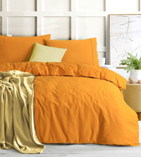 Thumbnail for Elan Linen 100% Egyptian Cotton Vintage Washed 500TC Mustard Double Quilt Cover Set