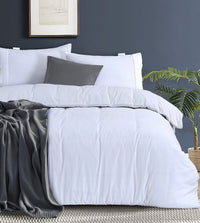 Thumbnail for Elan Linen 100% Egyptian Cotton Vintage Washed 500TC White King Single Quilt Cover Set