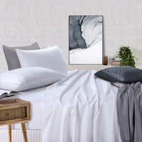 Thumbnail for Elan Linen 100% Egyptian Cotton Vintage Washed 500TC White 50 cm deep Mega King Bed Sheets Set