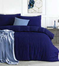 Thumbnail for Elan Linen 100% Egyptian Cotton Vintage Washed 500TC Navy Blue Queen Quilt Cover Set