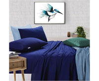 Thumbnail for Elan Linen 100% Egyptian Cotton Vintage Washed 500TC Navy Blue Single Bed Sheets Set