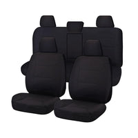 Thumbnail for Seat Covers for TOYOTA HILUX 08/2015 - ON DUAL CAB UTILITY FR 40/60 SPLIT BASE WITH A/REST BLACK ALL TERRAIN