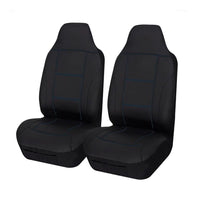 Thumbnail for Universal Lavish Front Seat Covers Size 60/25 | Black/Blue Stitching
