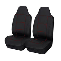 Thumbnail for Universal Lavish Front Seat Covers Size 60/25 | Black/Red Stitching