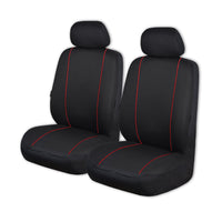 Thumbnail for Universal Pinnacle Front Seat Covers Size 30/35 | Black/Red Piping