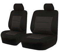 Thumbnail for Seat Covers for TOYOTA LANDCRUISER 60.70.80 SERIES HZJ-HDJ-FZJ 1981 - 2010 TROOP CARRIER 4X4 SINGLE CAB CHASSIS FRONT BUCKET + _ BENCH BLACK PREMIUM