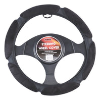 Thumbnail for Arizona Steering Wheel Cover With Plush Suede Grips - Black