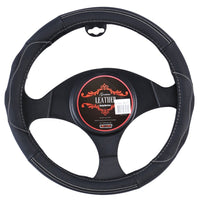 Thumbnail for Nevada Steering Wheel Cover - Black/White [Leather]