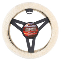 Thumbnail for Sheepskin Steering Wheel Cover Luxury - Ivory