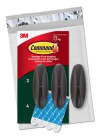 Thumbnail for Command Outdoor Metallic Bronze Value Pack, 3 Hooks and 4 Strips, AW083BZ-3NA