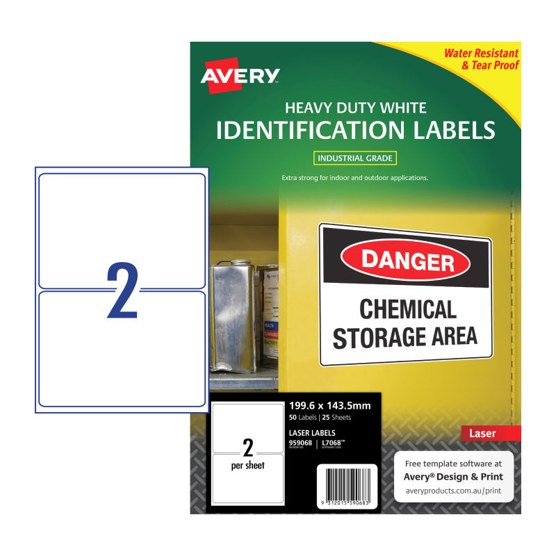 AVERY Laser Label HD L7068 2Up Pack of 25