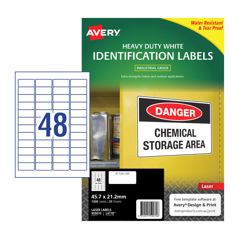 AVERY Laser Label HD L4778 48Up Pack of 25