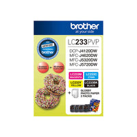 Thumbnail for Brother LC233 Photo Value Pack - 1x Black 1x Cyan 1x Magenta 1XYellow + 40 Sheets Photo Paper