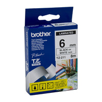 Thumbnail for BROTHER TZe211 Labelling Tape 6mm Black on White TZE Tape