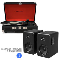 Thumbnail for CROSLEY Crosley Cruiser Bluetooth Portable Turntable - Black + Bundled Majority D40 Bluetooth Speakers - Black