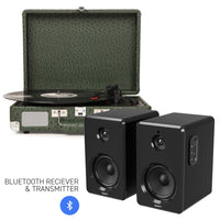 Thumbnail for CROSLEY Crosley Cruiser Bluetooth Portable Turntable - Ostrich + Bundled Majority D40 Bluetooth Speakers - Black