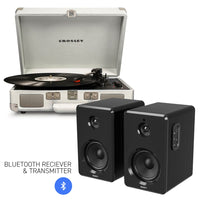 Thumbnail for CROSLEY Crosley Cruiser Bluetooth Portable Turntable - White Sands + Bundled Majority D40 Bluetooth Speakers - Black