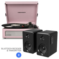 Thumbnail for CROSLEY Crosley Voyager Bluetooth Portable Turntable - Amethyst + Bundled Majority D40 Bluetooth Speakers - Black