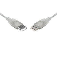 Thumbnail for 8WARE USB 2.0 Extension Cable 25cm A to A Male to Female Transparent Metal Sheath Cable
