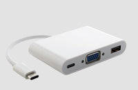 Thumbnail for ASTROTEK Thunderbolt USB 3.1 Type C USB-C to VGA + USB + Card Reader Video Adapter Converter Male to Female for Apple Macbook Chromebook Pixel White