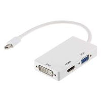 Thumbnail for ASTROTEK 3 in1 Thunderbolt Mini DP Display Port to HDMI DVI VGA Adapter Cable for MacBook Air/Pro 32AWG OD5.0MM, Gold plated, White CB8W-GC-MDPDHV