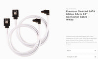 Thumbnail for CORSAIR Premium Sleeved SATA 6Gbps 60cm 90?? Connector Cable ÔÇö White
