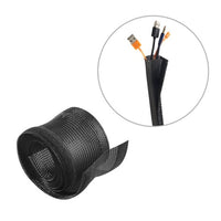 Thumbnail for BRATECK Flexible Cable Wrap Sleeve with Hook and Loop Fastener 135mm/5.3' Width Material Polyester Dimensions 1000x135mm - Black